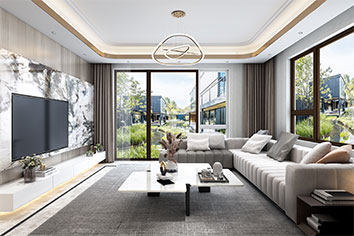 万科翡翠公园178平米现代轻奢气概装修软装效果图